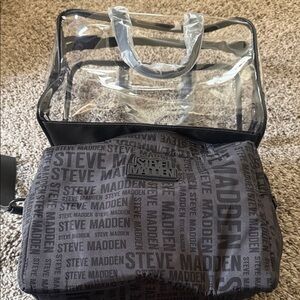 Steve Madden Black Travel Bag and Clear Travel Bag